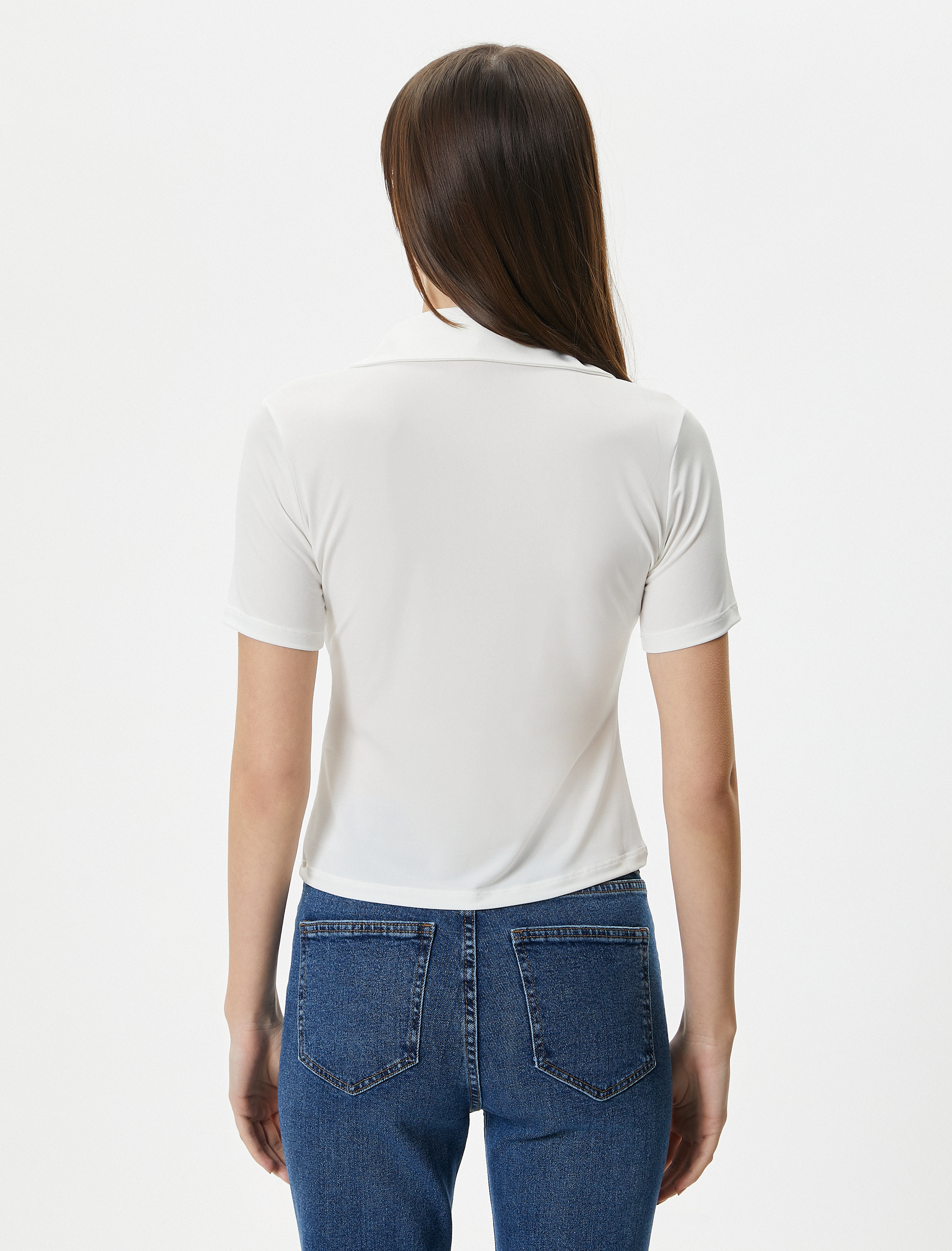   Kısa Kollu Gömlek Drapeli Düğmeli