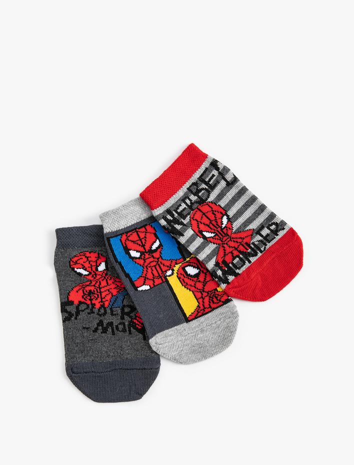 Erkek Çocuk 3'lü Spiderman Lisanslı Çorap Seti