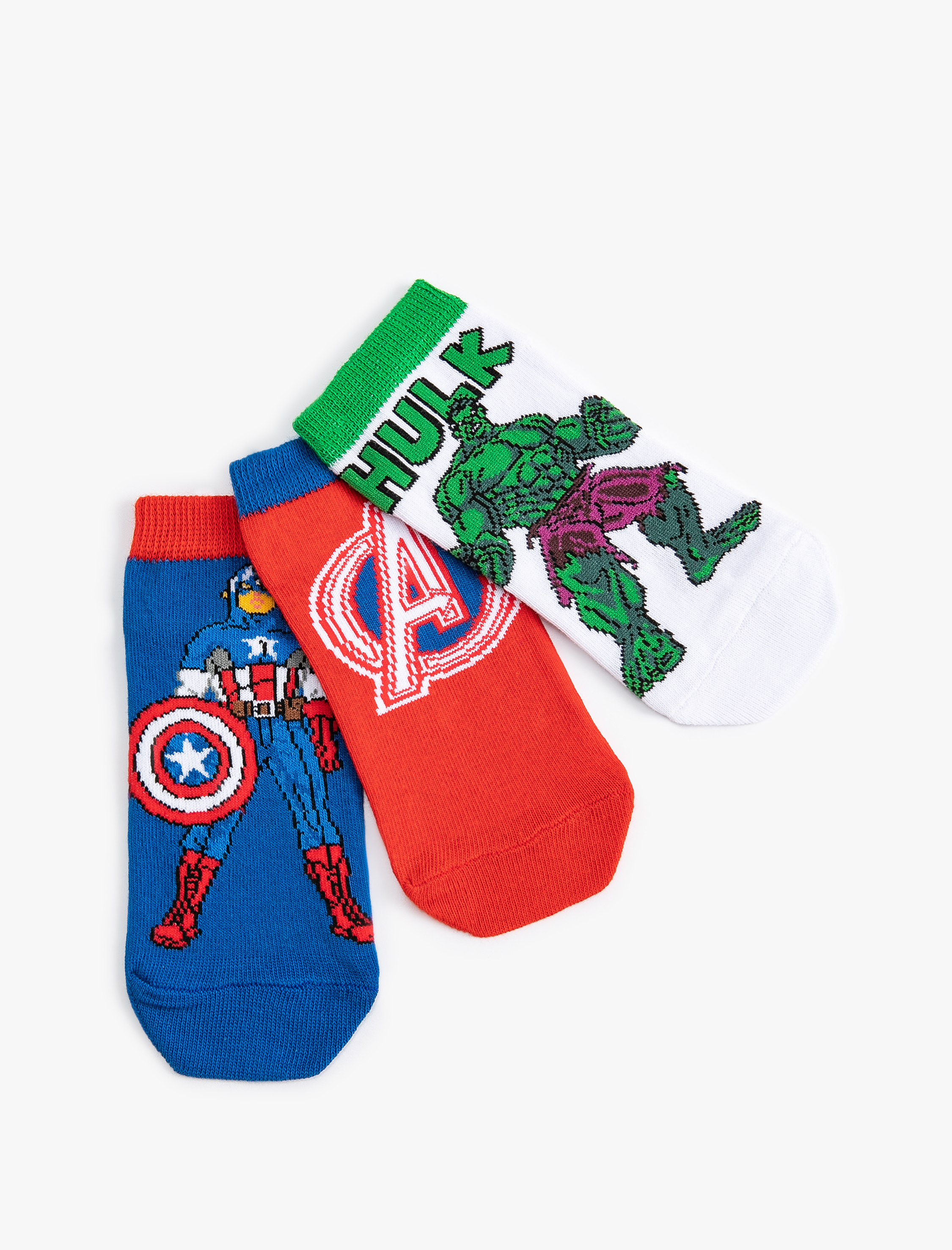  Erkek Çocuk 3'lü Lisanslı Marvel Baskılı Çorap Seti