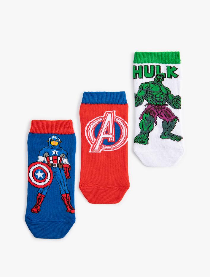 Erkek Çocuk 3'lü Lisanslı Marvel Baskılı Çorap Seti