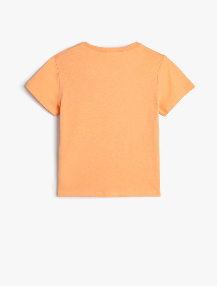 Kız Çocuk Tişört Slogan Baskılı Kısa Kollu Bisiklet Yaka Pamuklu