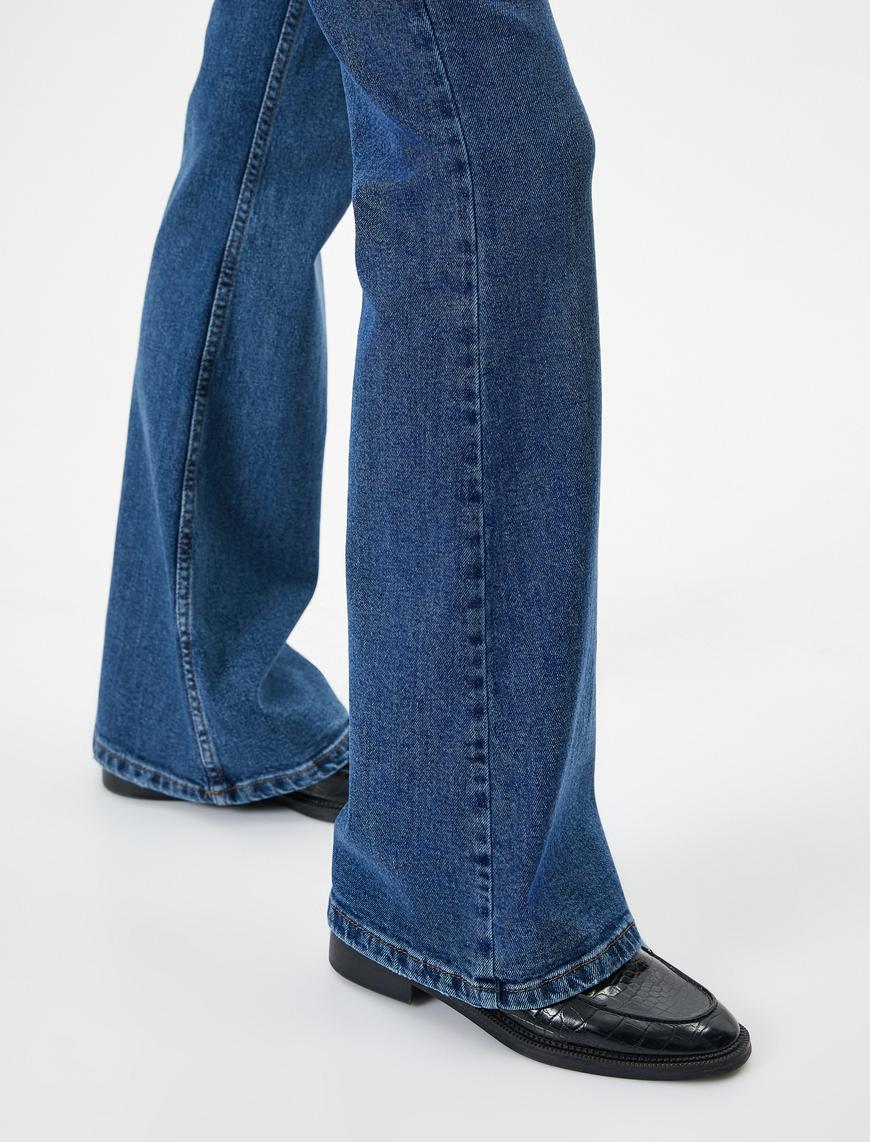   İspanyol Paça Kot Pantolon Dar Kesim Yüksek Bel Esnek Pamuklu - Victoria Flare Jeans