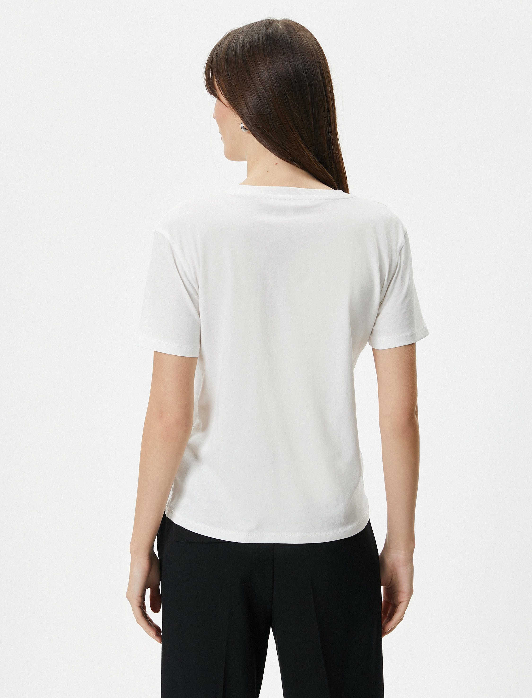   Baskılı Tişört Bisiklet Yaka Kısa Kollu Pamuklu