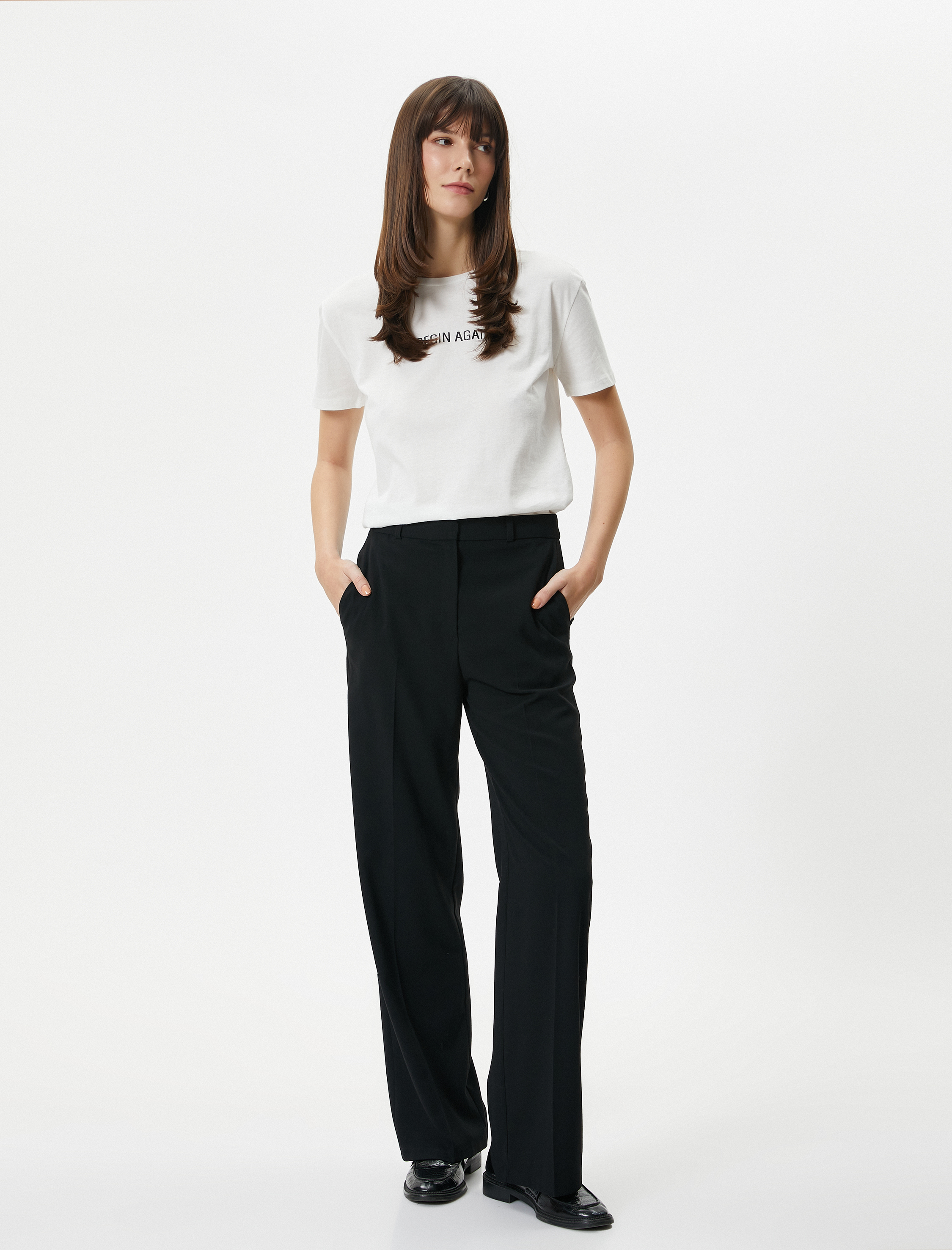   Baskılı Tişört Bisiklet Yaka Kısa Kollu Pamuklu