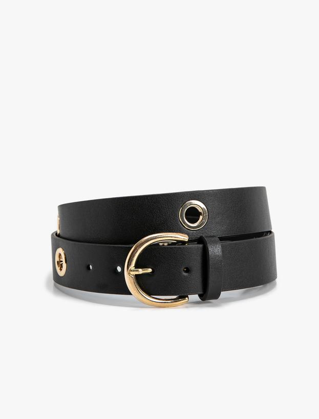 Metal Accessory Detail Faux Leather Belt_0