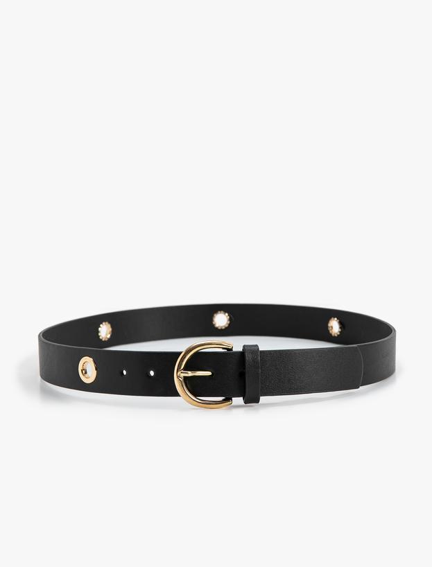 Metal Accessory Detail Faux Leather Belt_1