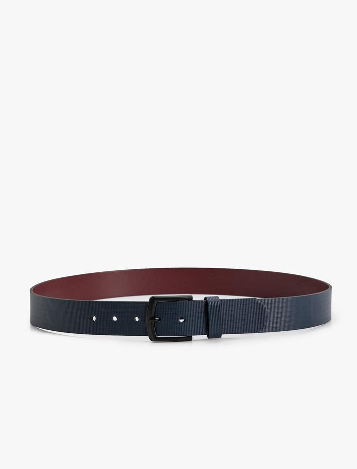 Erkek Kemer Deri Görünümlü Metal Tokalı