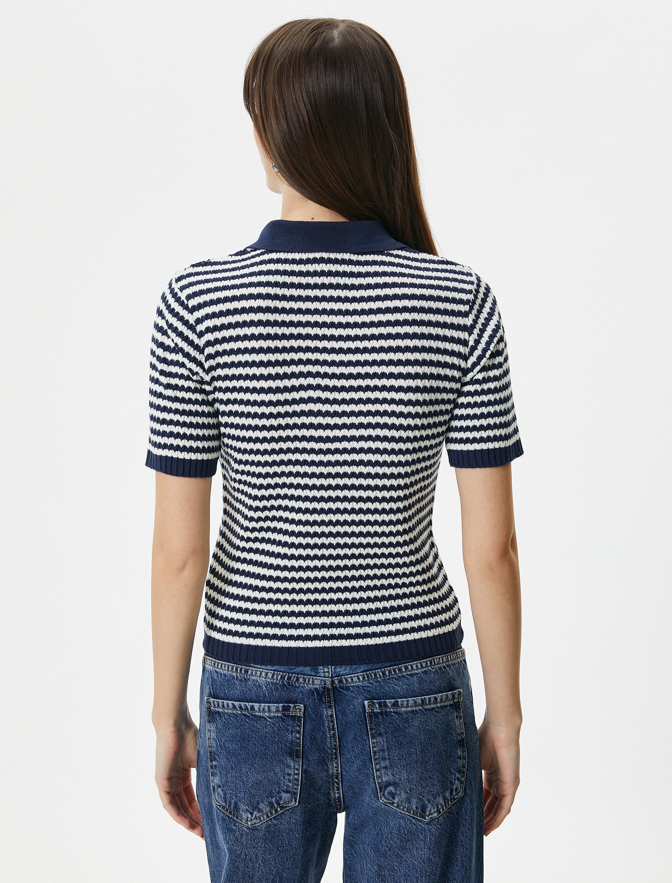   Polo Yaka Kazak Düğmeli Kısa Kollu