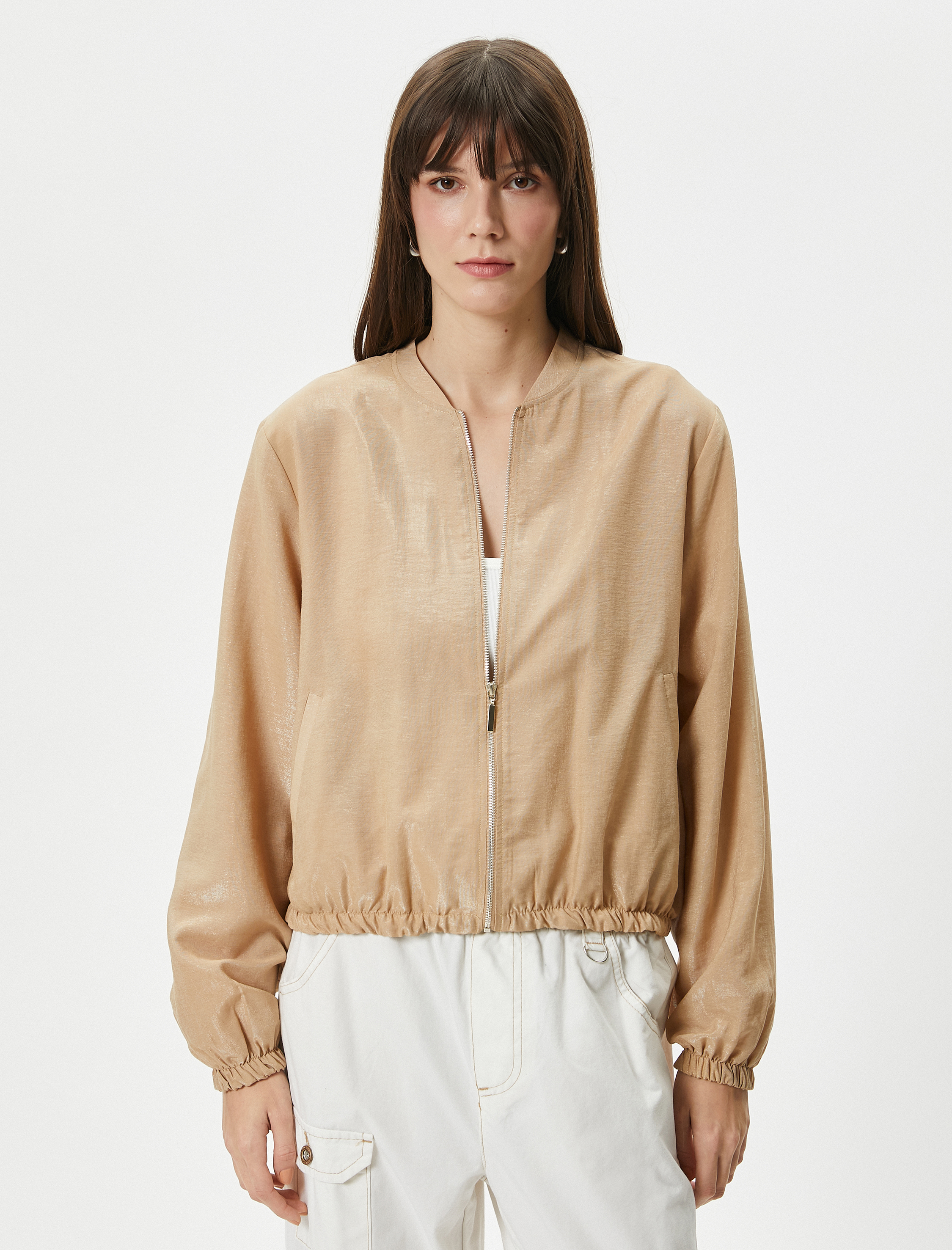   Kolej Bomber Ceket Fermuarlı Cepli Hakim Yaka Viskon