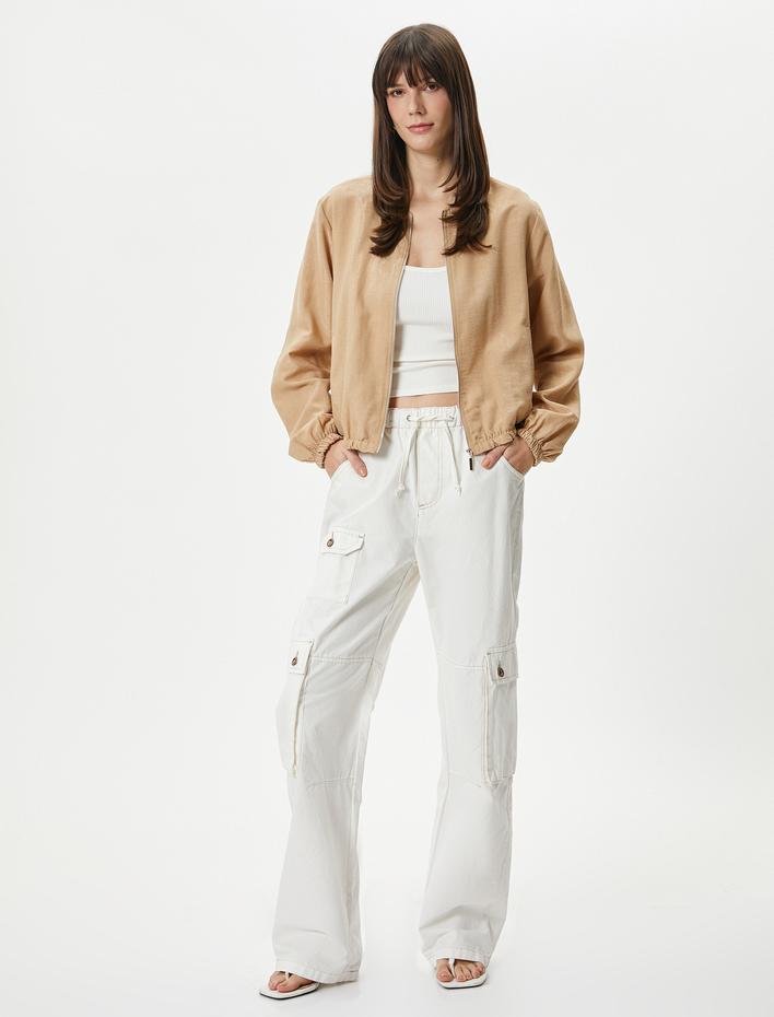  Kolej Bomber Ceket Fermuarlı Cepli Hakim Yaka Viskon