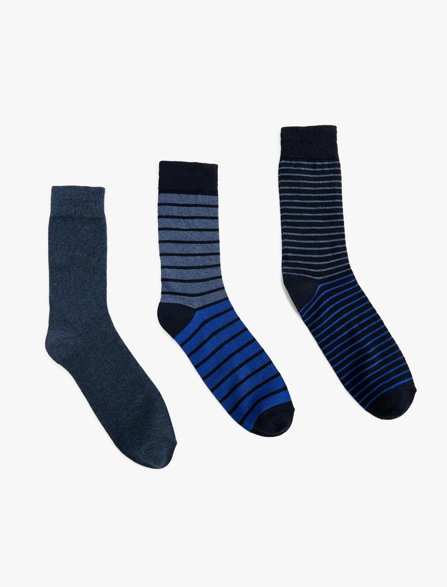  Erkek Çizgili 3'lü Soket Çorap Seti