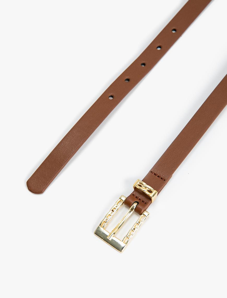 Faux-Leather Brass Hardware Belt