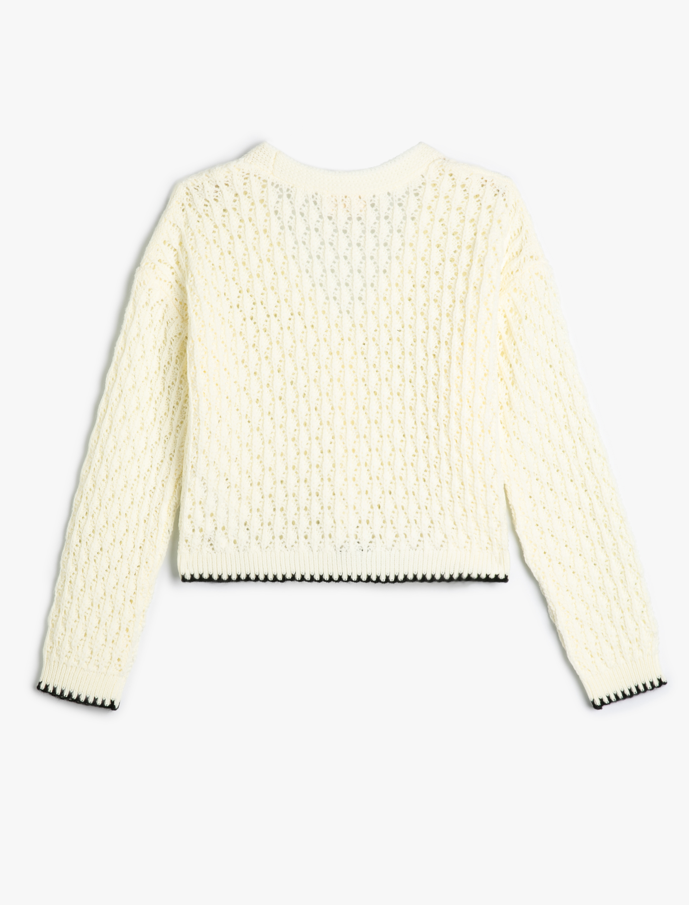  Kız Çocuk Crop Hırka Ajurlu V yaka Uzun Kollu