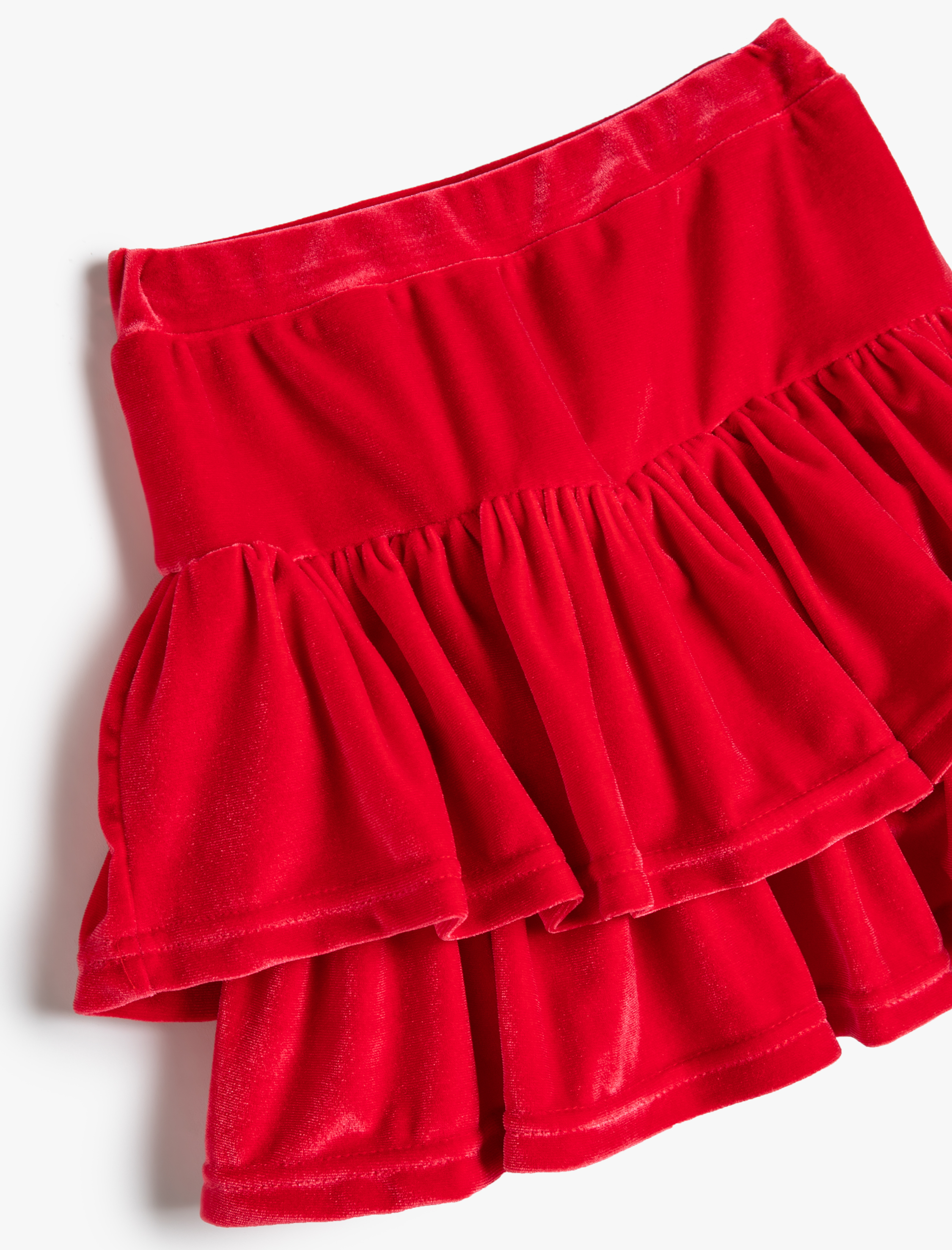 Kız Çocuk Kadife Etek Fırfırlı Katlı