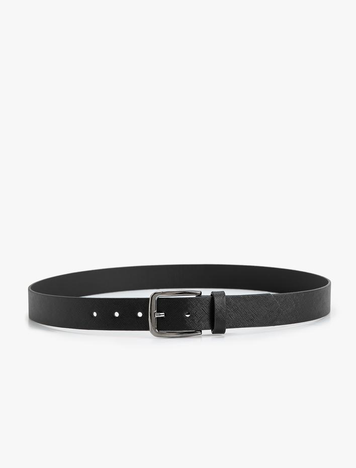 Erkek Kemer Deri Görünümlü Metal Tokalı