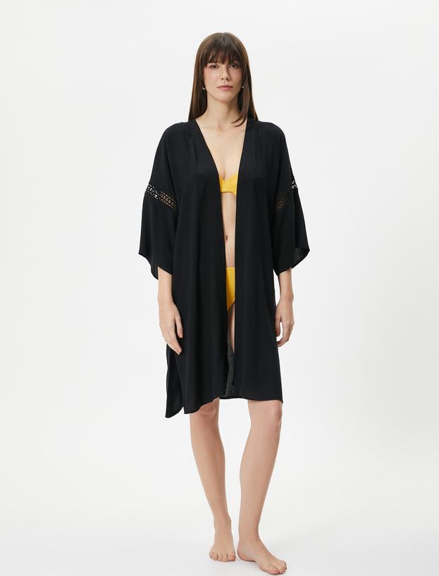 Oversize Plaj Kimono Geniş Kollu Viskon_2