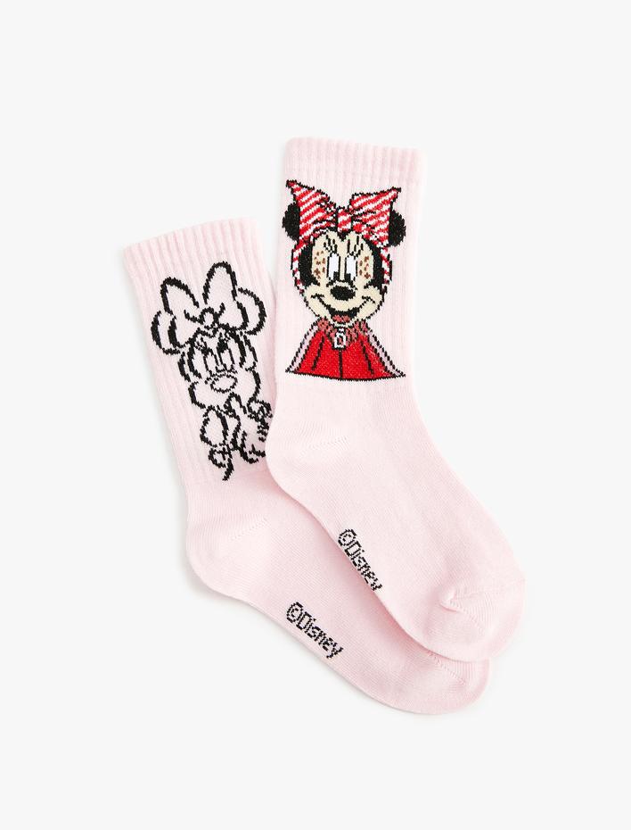 Kız Çocuk 2'li Minnie Mouse Baskılı Çorap Lisanslı