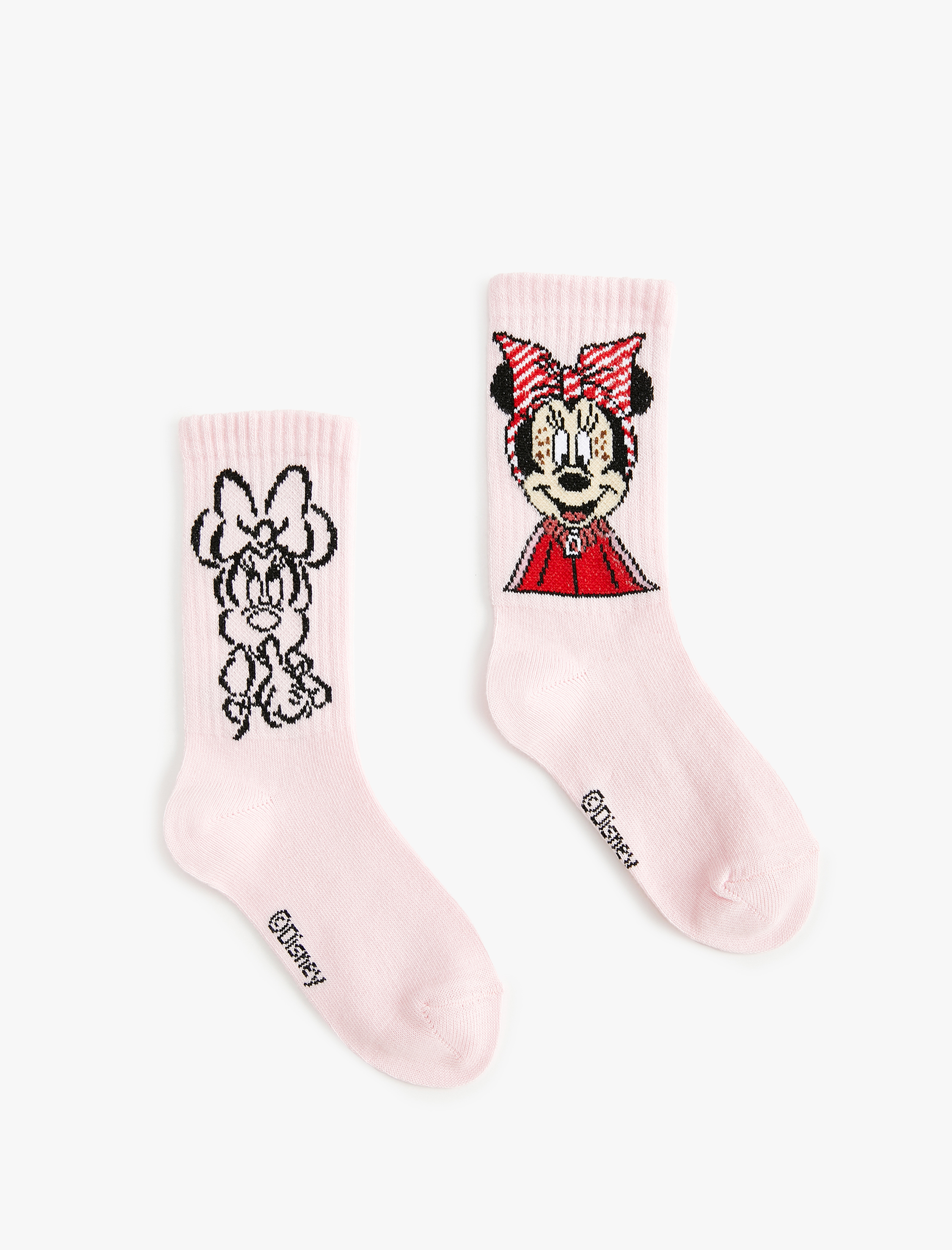 Kız Çocuk 2'li Minnie Mouse Baskılı Çorap Lisanslı