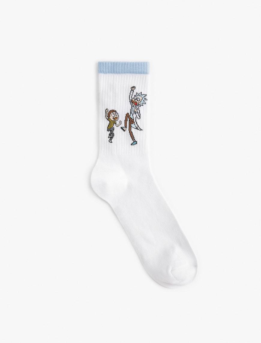  Erkek Rick and Morty Soket Çorap Lisanslı Desenli
