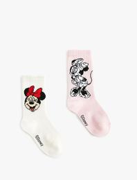 2'li Minnie Mouse Baskılı Çorap Lisanslı