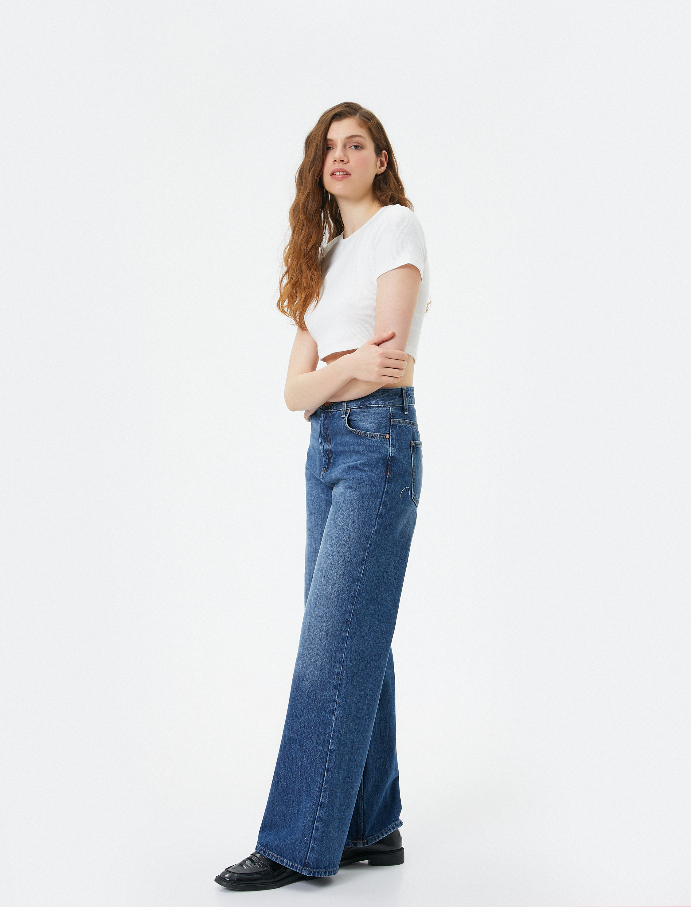   Basic Crop Tişört Ribanalı Kısa Kollu Bisiklet Yaka Slim Fit