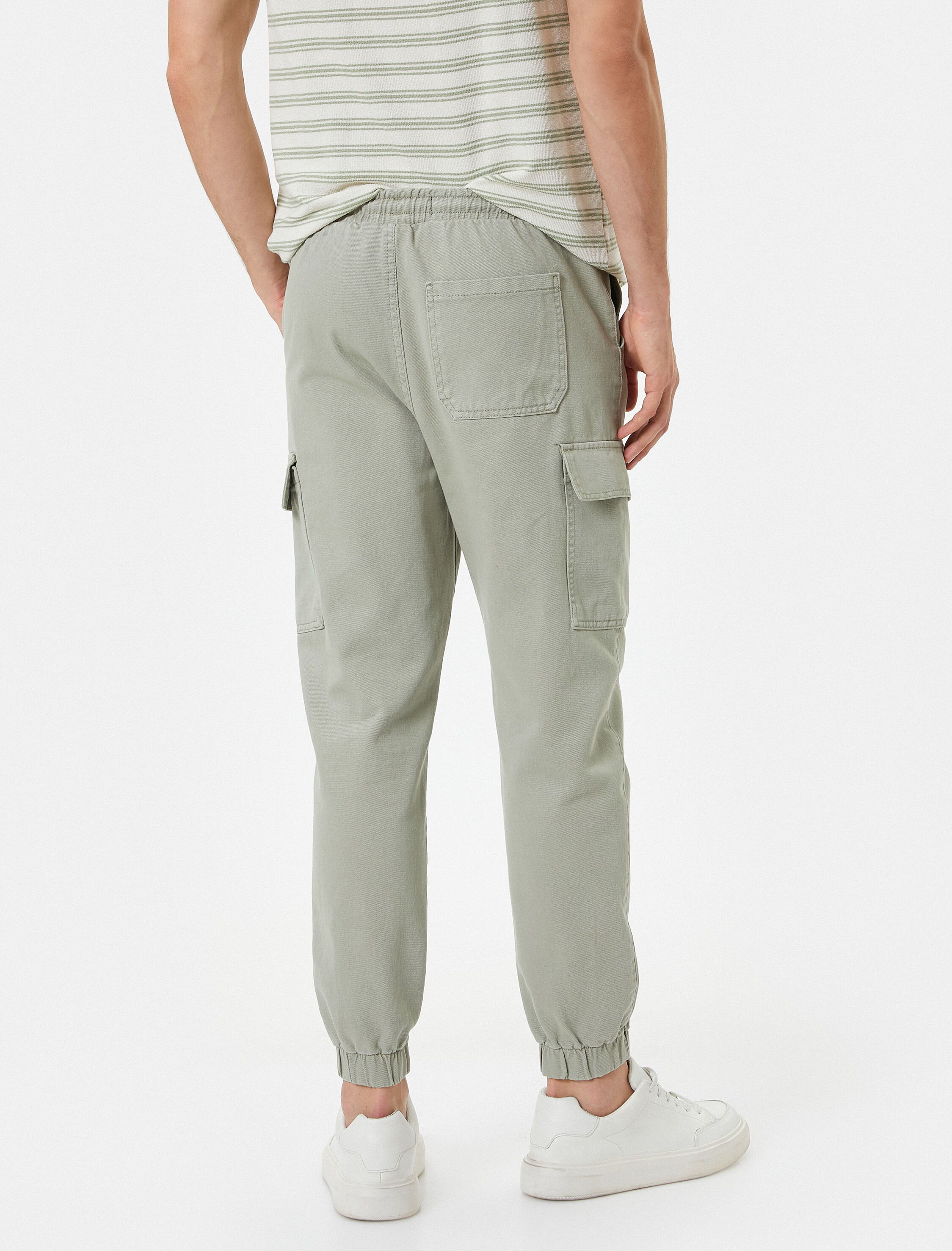   Jogger Pantolon Cep Detaylı Beli Bağcıklı Pamuklu