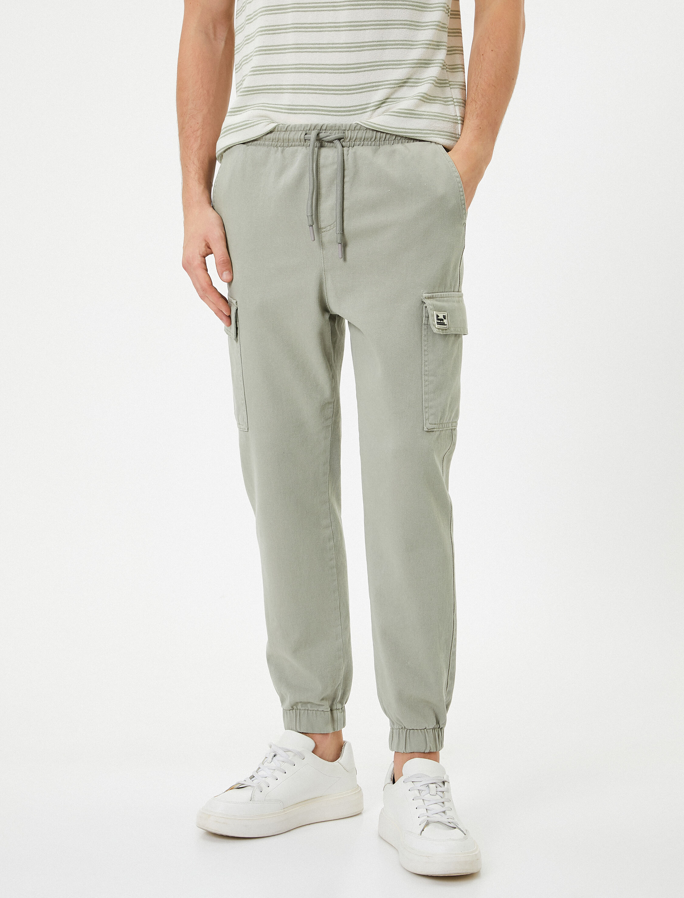   Jogger Pantolon Cep Detaylı Beli Bağcıklı Pamuklu