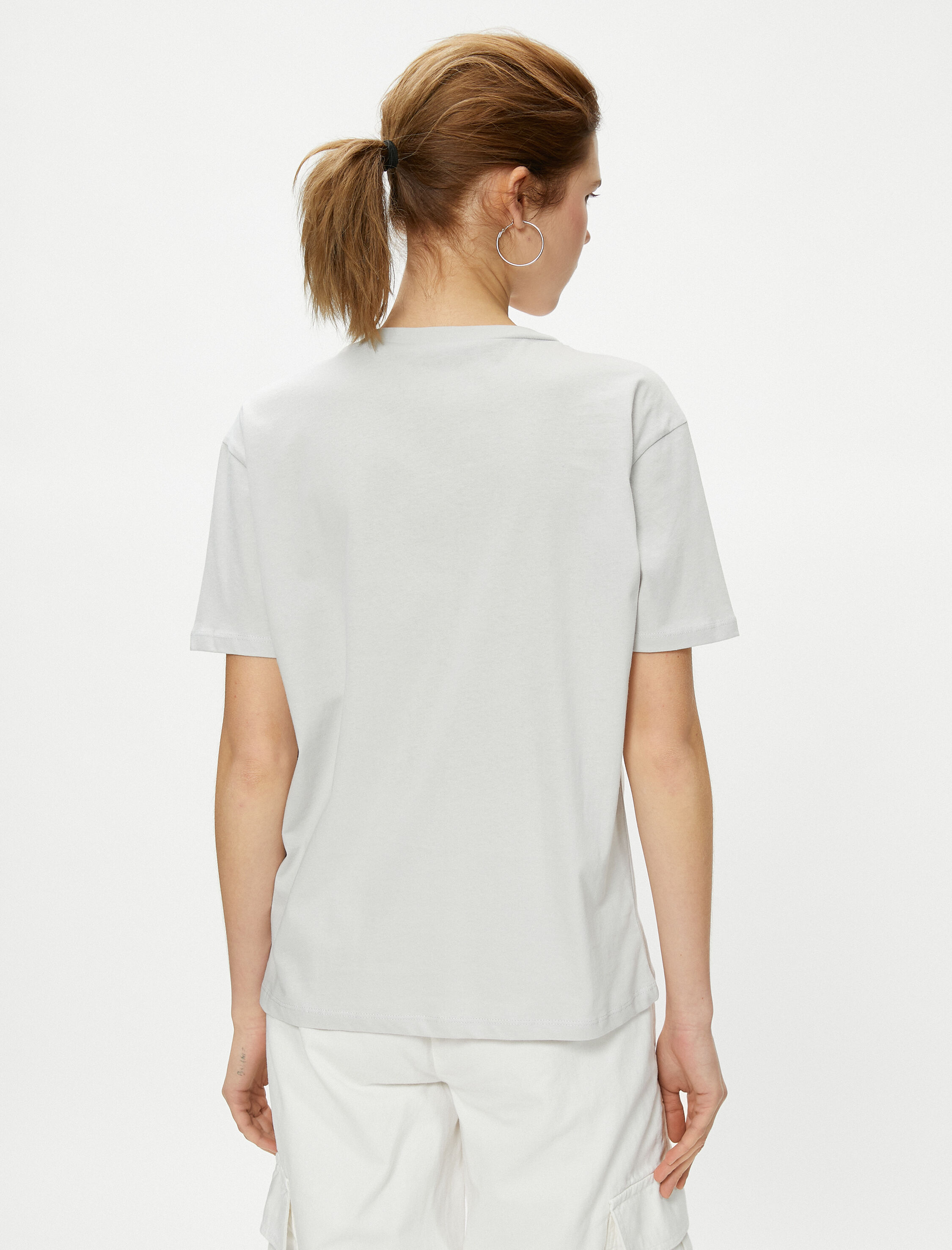   Baskılı Tişört Kısa Kollu Bisiklet Yaka Pamuklu