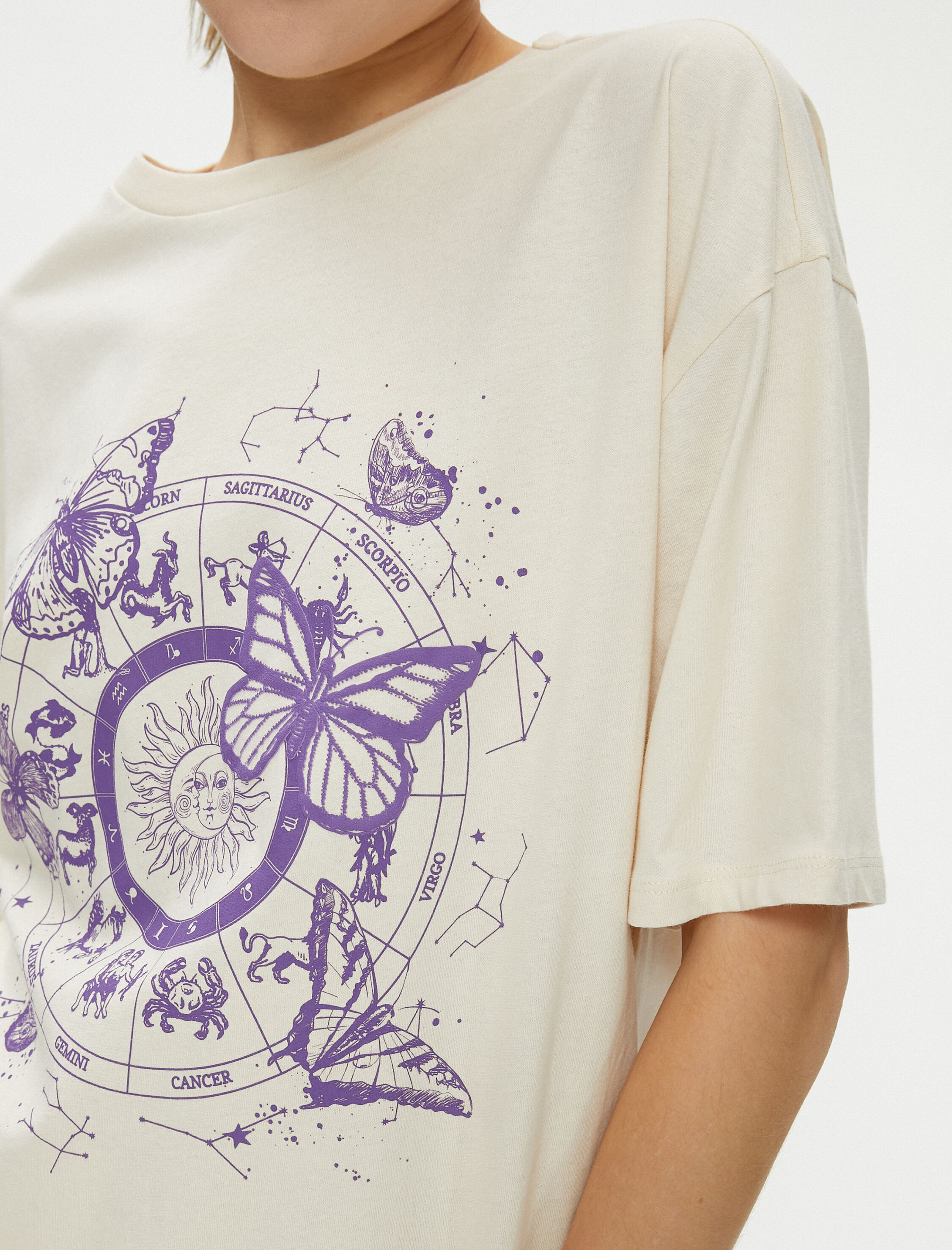   Baskılı Tişört Kısa Kollu Bisiklet Yaka Pamuklu