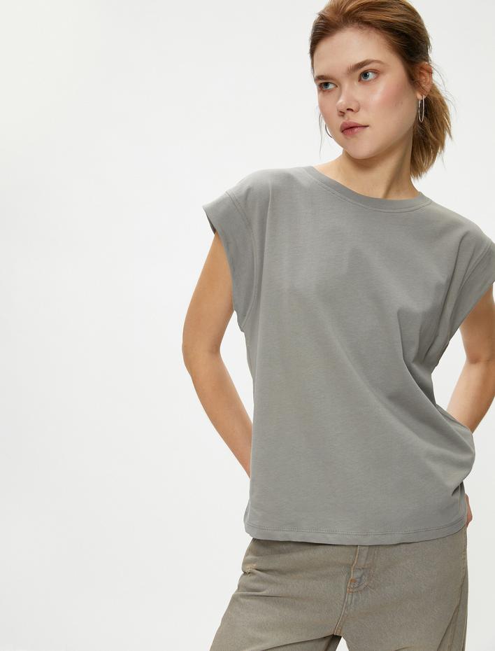  Basic Kolsuz Tişört Bisiklet Yaka Pamuklu