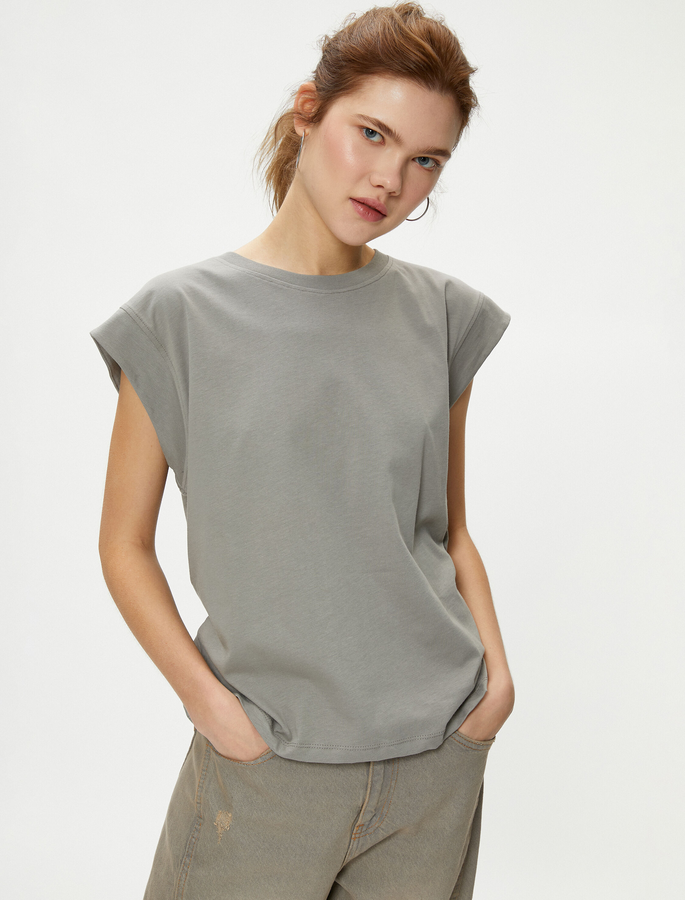   Basic Kolsuz Tişört Bisiklet Yaka Pamuklu