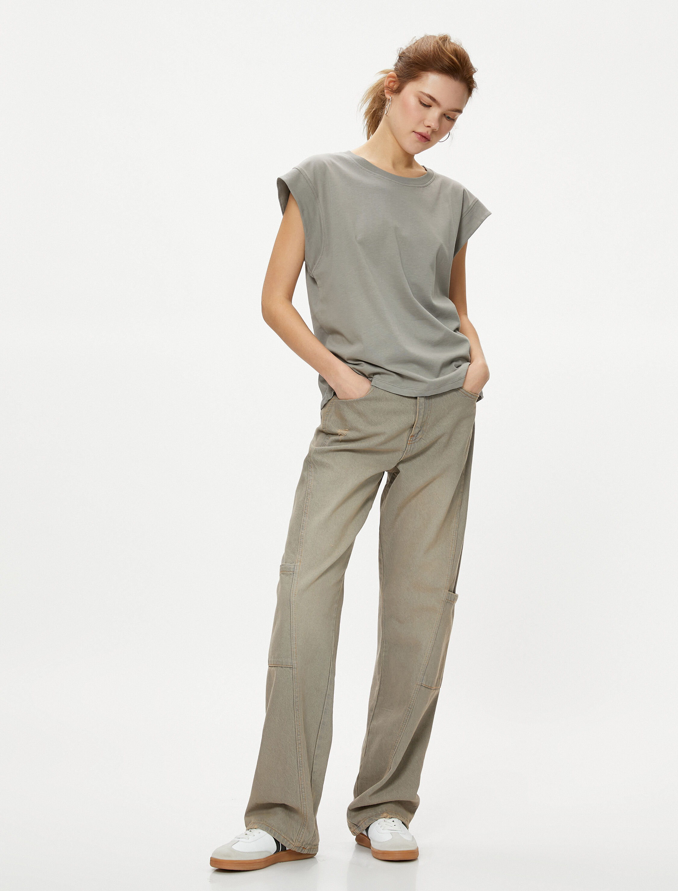   Basic Kolsuz Tişört Bisiklet Yaka Pamuklu