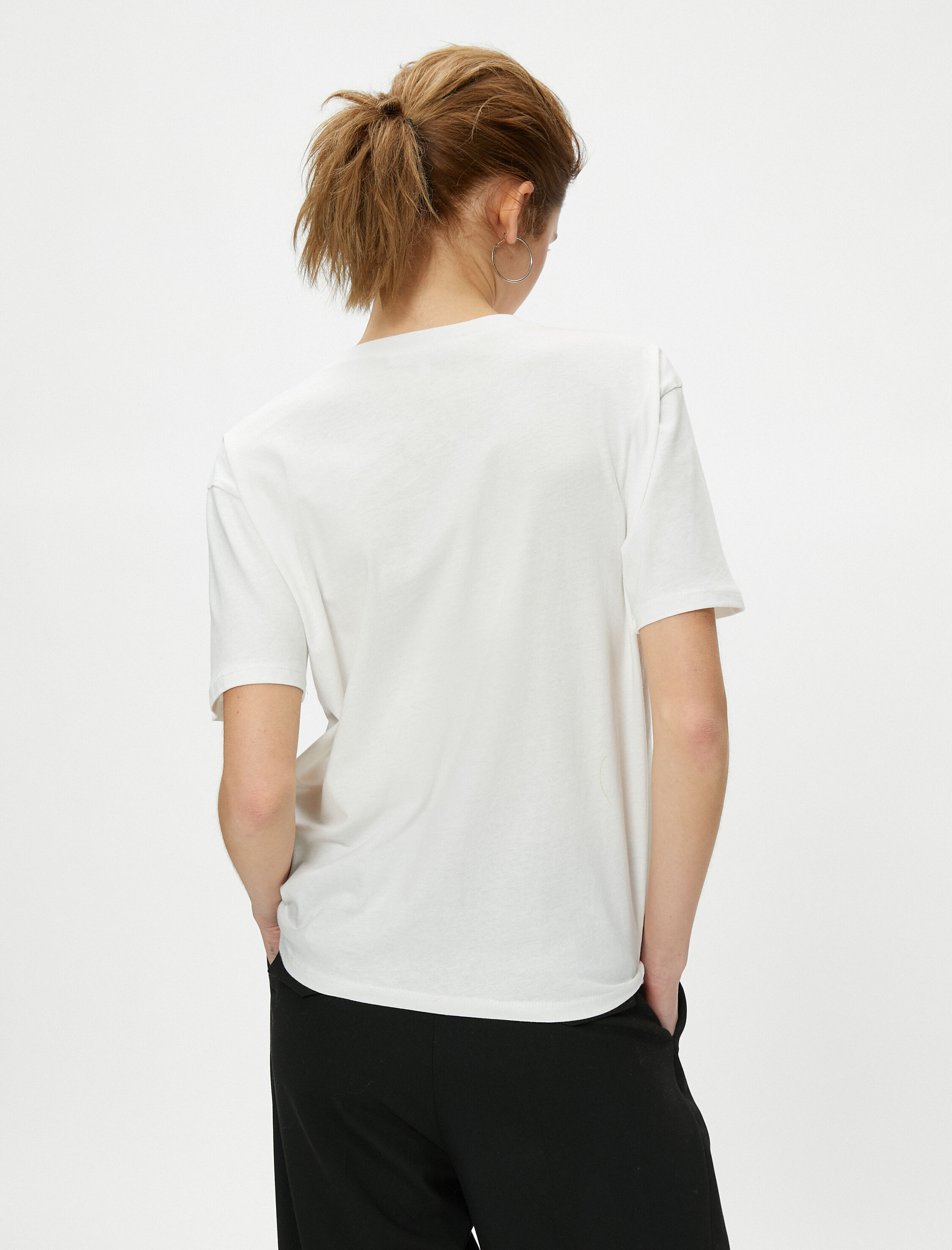   Baskılı Tişört Kısa Kollu Bisiklet Yaka Pamuklu