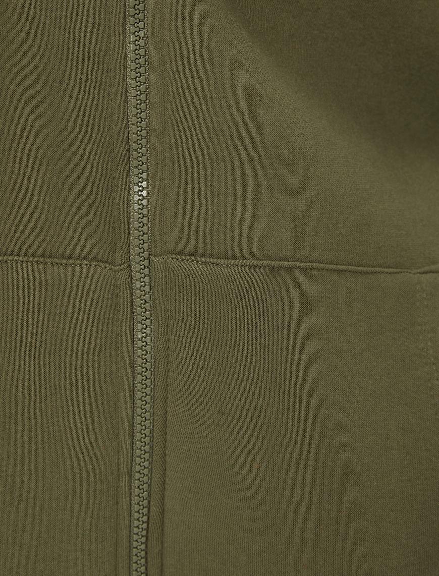   Kapşonlu Fermuarlı Sweatshirt Oversize Arkası Fotoğraf Baskılı Cepli