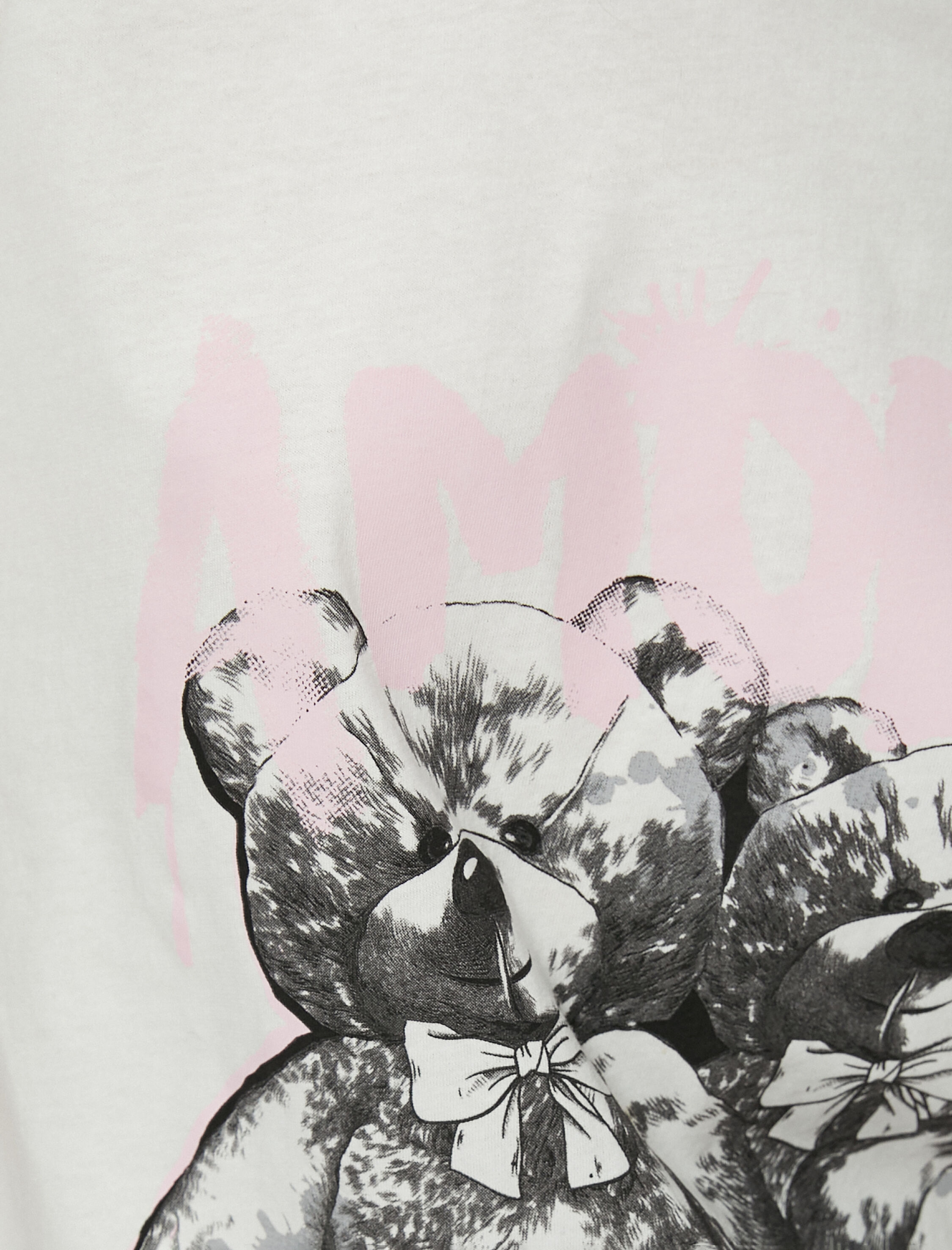   Ayıcık Baskılı Tişört Kısa Kollu Bisiklet Yaka Pamuklu