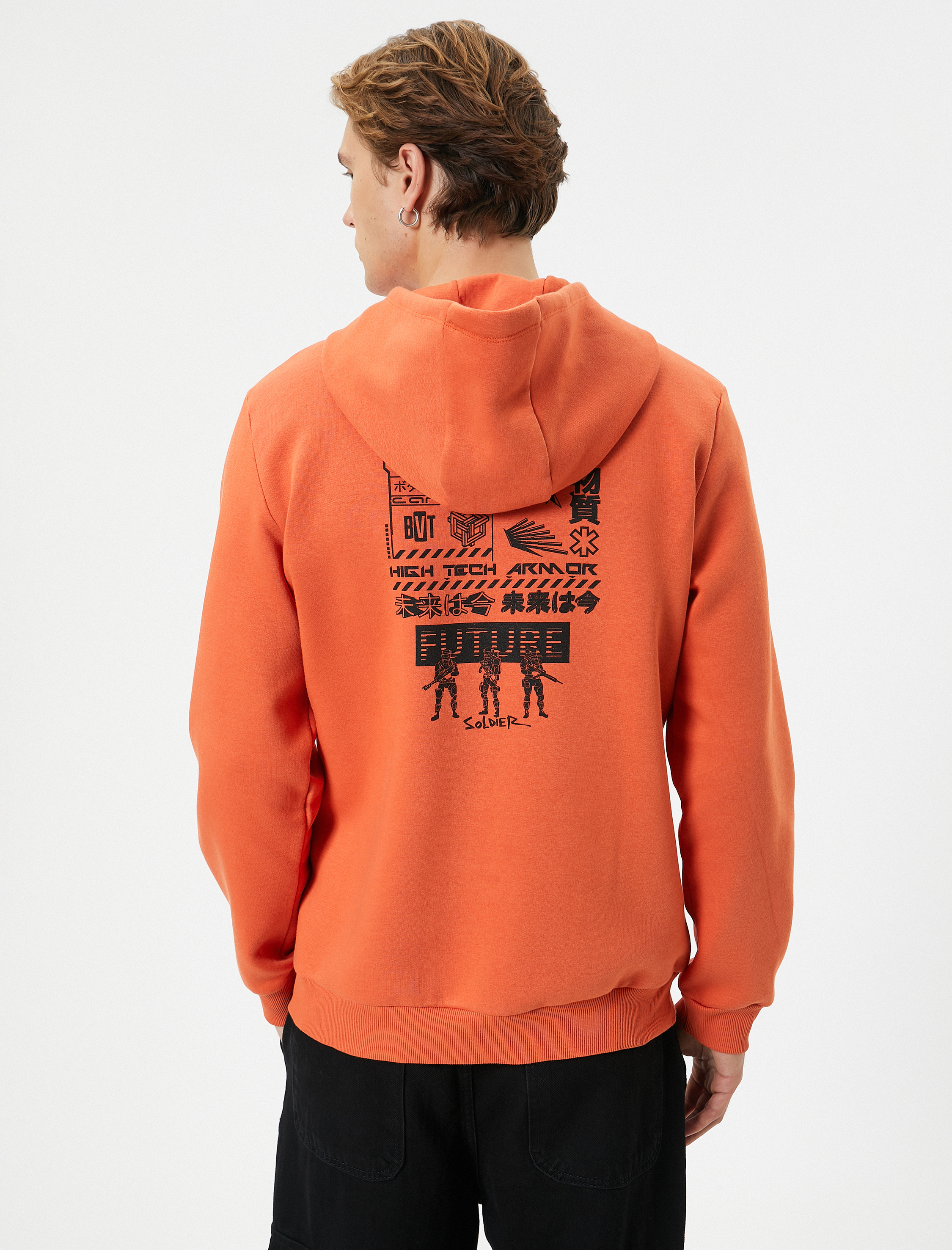   Anime Sweatshirt Kapşonlu Kanguru Cepli Baskılı Şardonlu