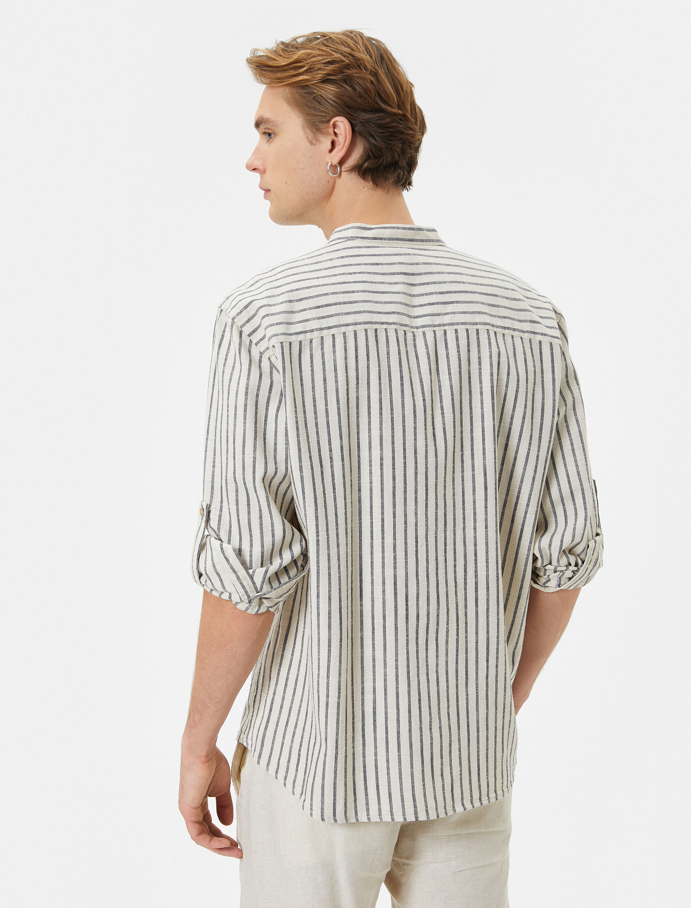   Hakim Yaka Gömlek Düğmeli Kıvrılabilir Kol Detaylı Regular Fit