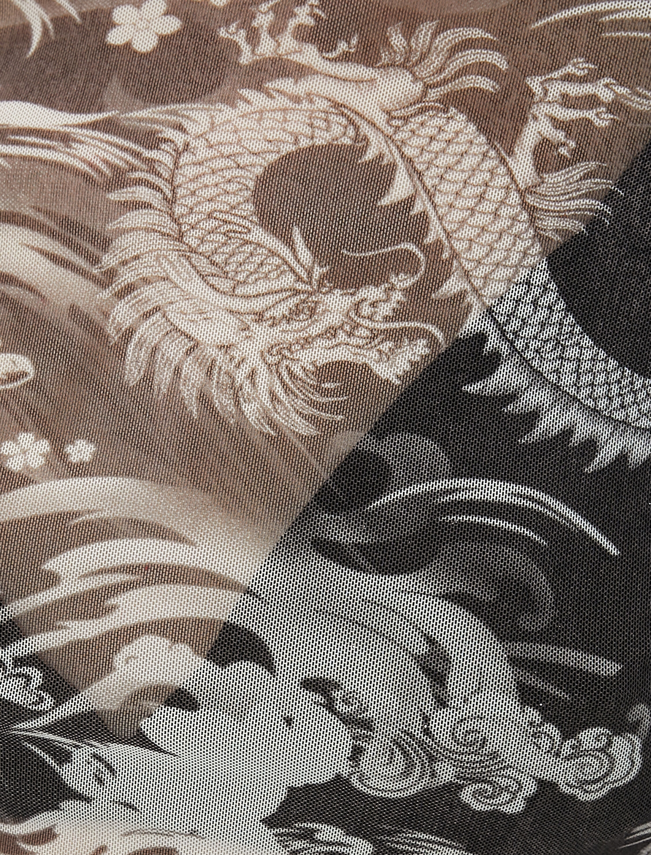   Transparan Tişört Uzun Kollu Yuvarlak Yaka Gotik Temalı Baskılı