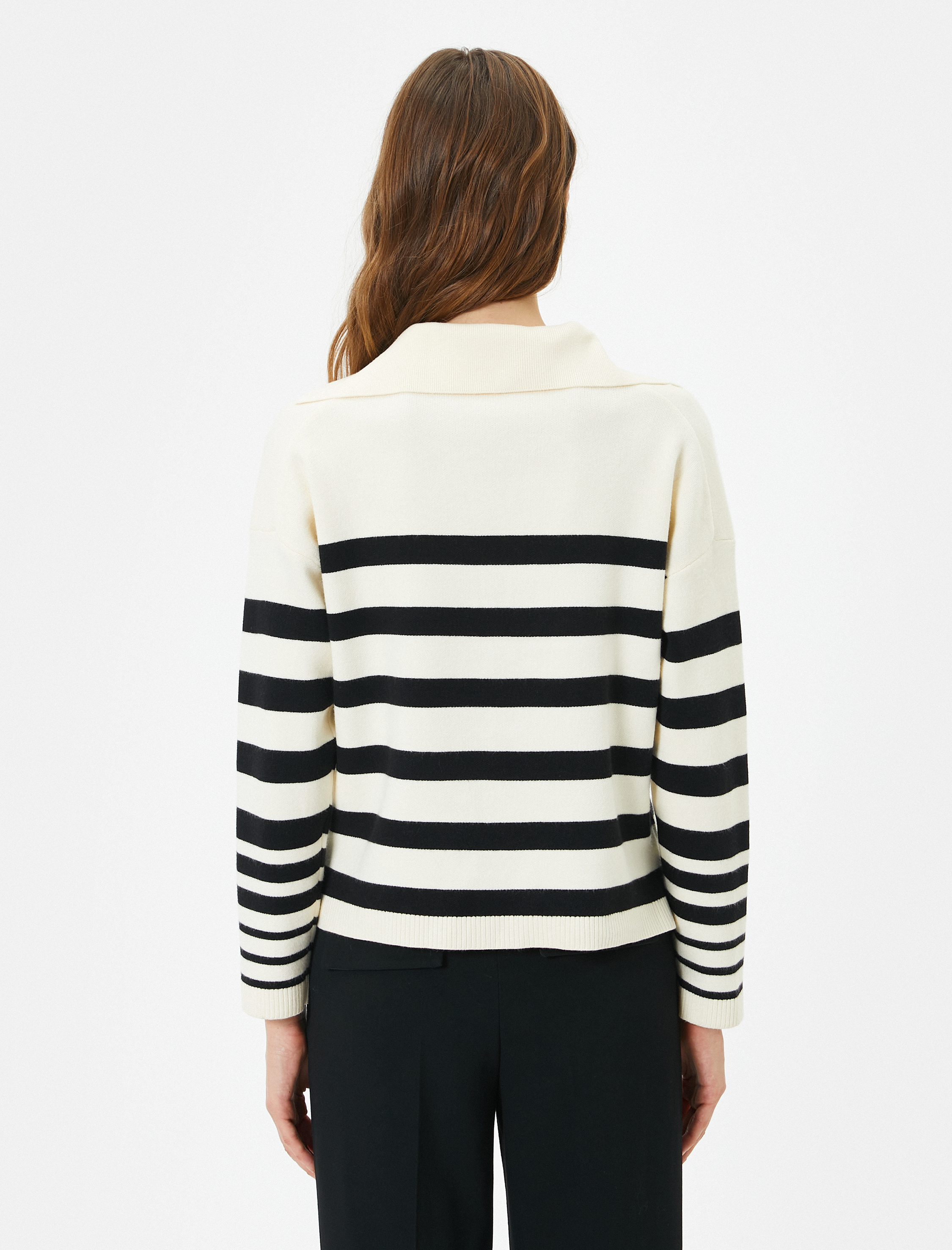   Oversize Triko Kazak Polo Yaka Viskon Karışımlı