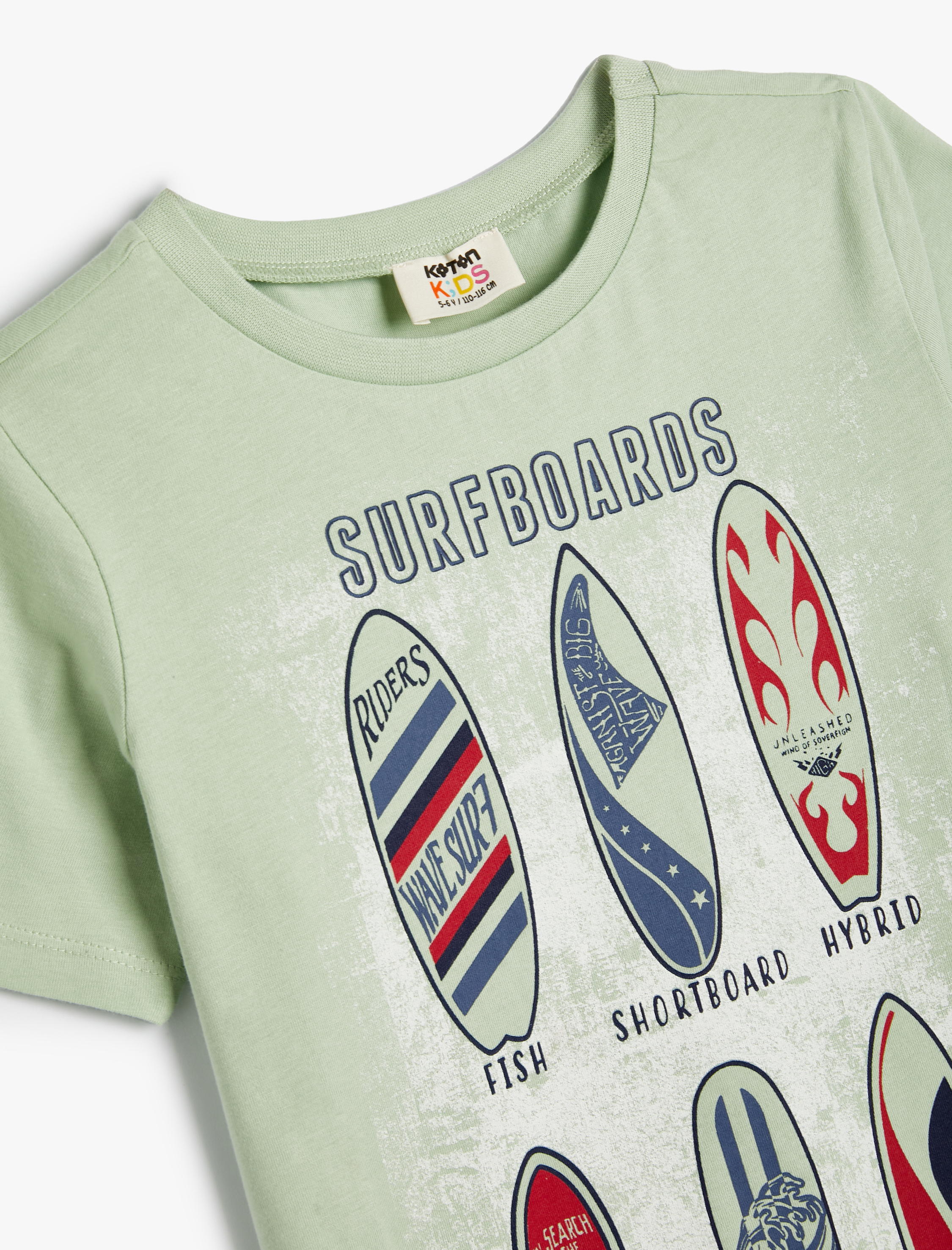  Erkek Çocuk Tişört Kısa Kollu Bisiklet Yaka Sörf Baskılı Pamuklu