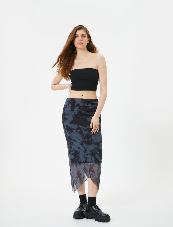  Batik Desenli Transparan Uzun Etek