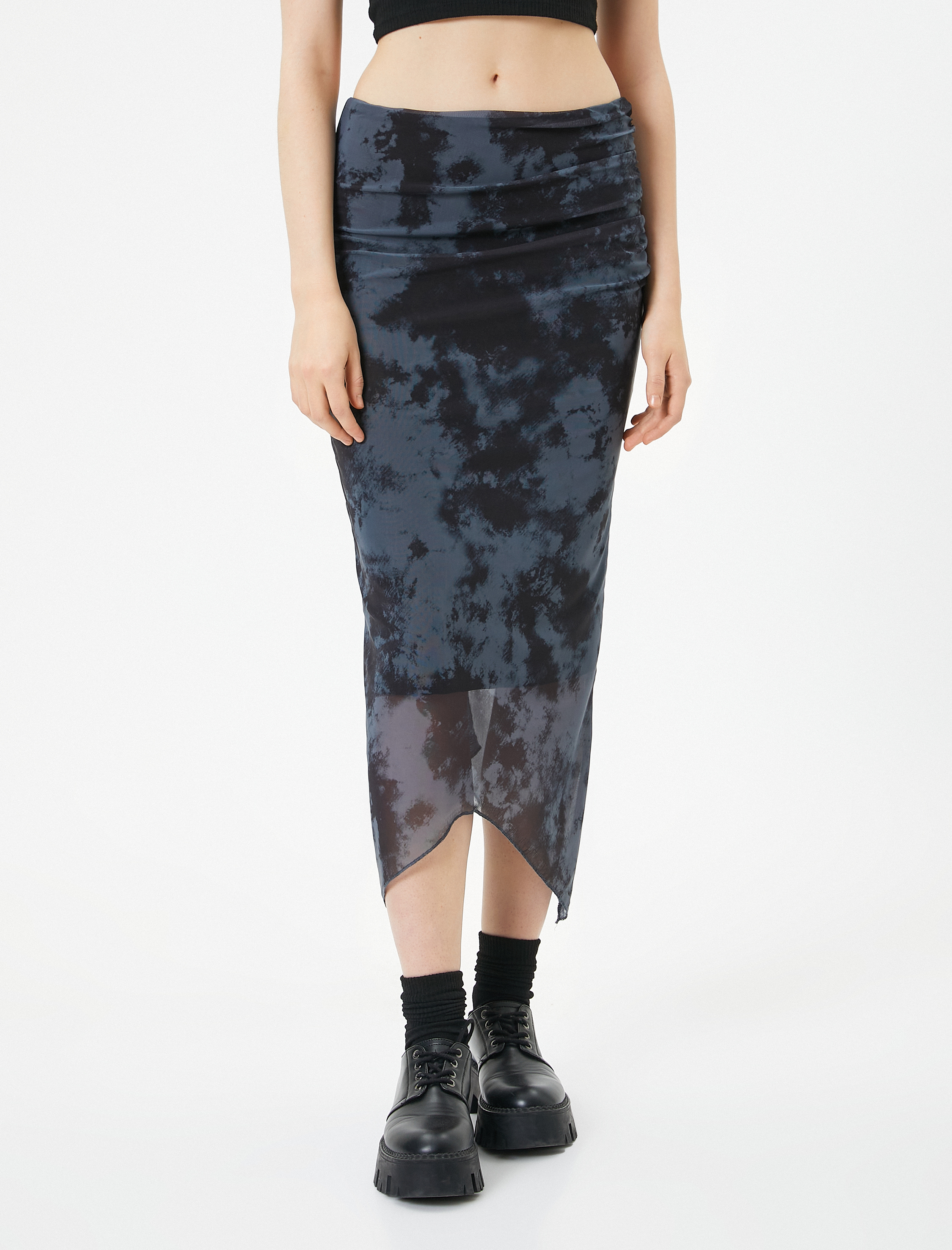   Batik Desenli Transparan Uzun Etek