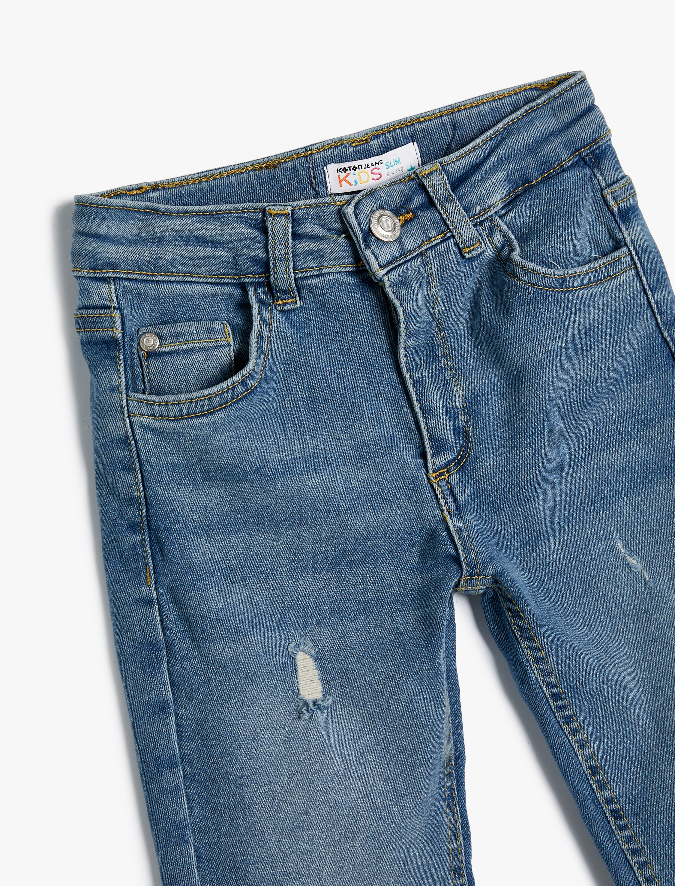  Erkek Çocuk Kot Pantolon Pamuklu Cepli - Slim Jean