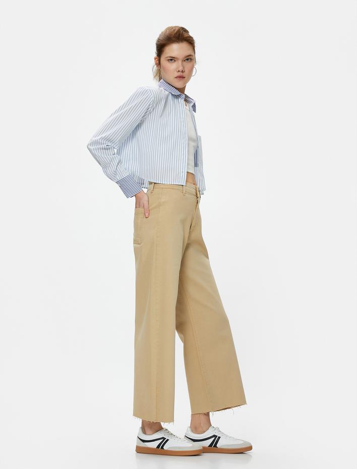  Geniş Kısa Paça Kot Pantolon Yüksek Bel - Sandra Jeans