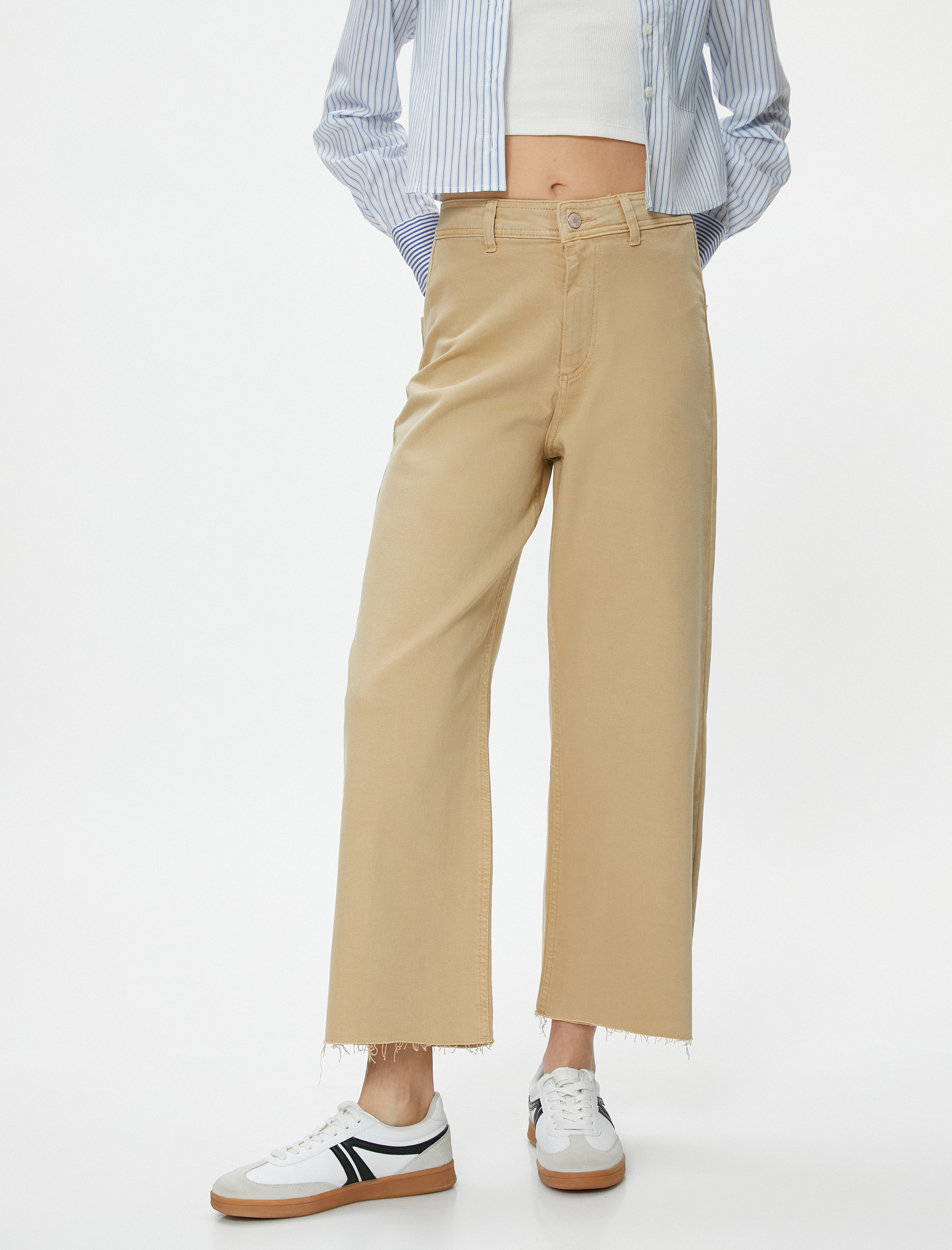   Geniş Kısa Paça Kot Pantolon Yüksek Bel - Sandra Jeans