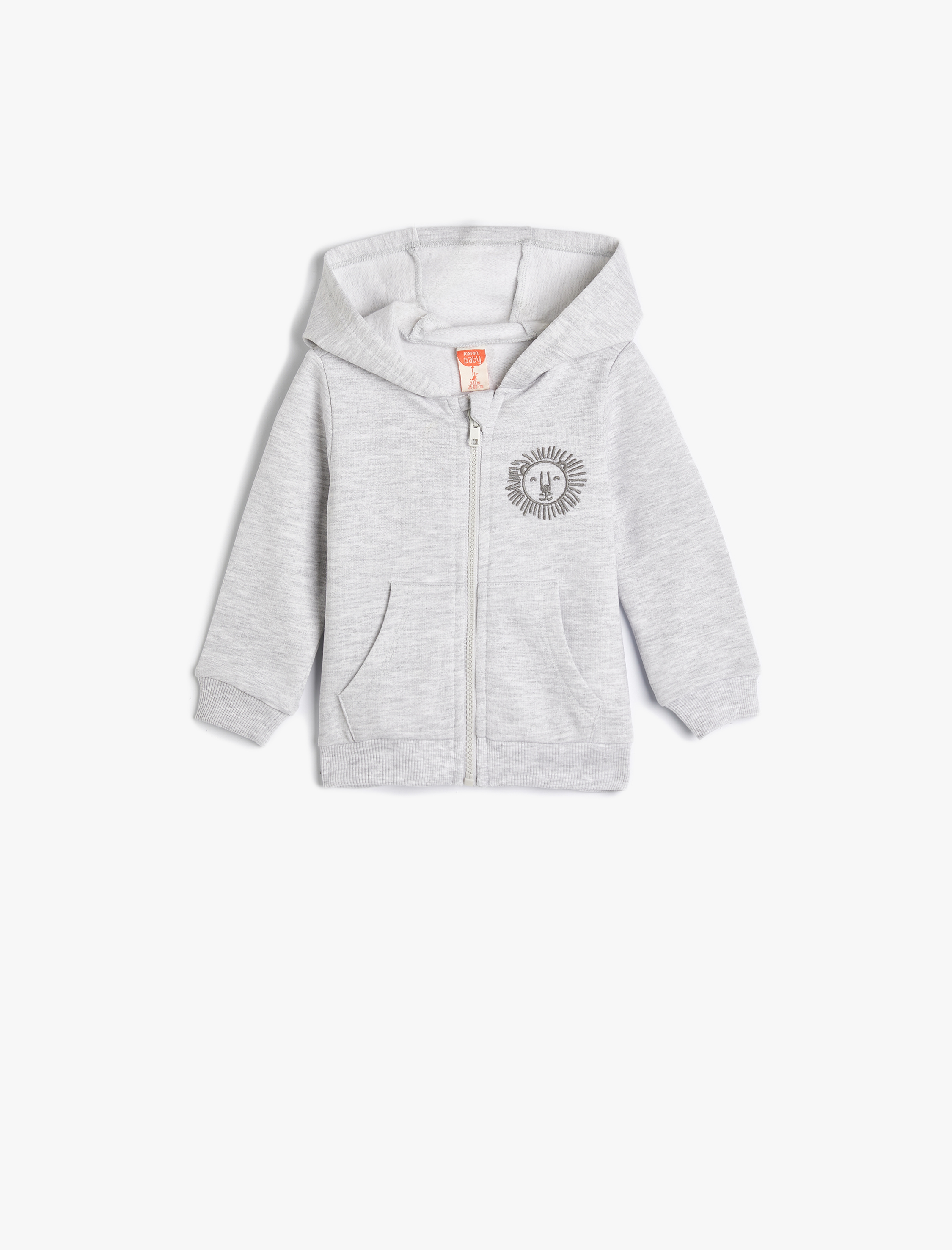  Erkek Bebek Kapşonlu Sweatshirt Fermuarlı İşleme Detaylı Uzun Kollu