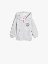 Kapşonlu Sweatshirt Fermuarlı İşleme Detaylı Uzun Kollu