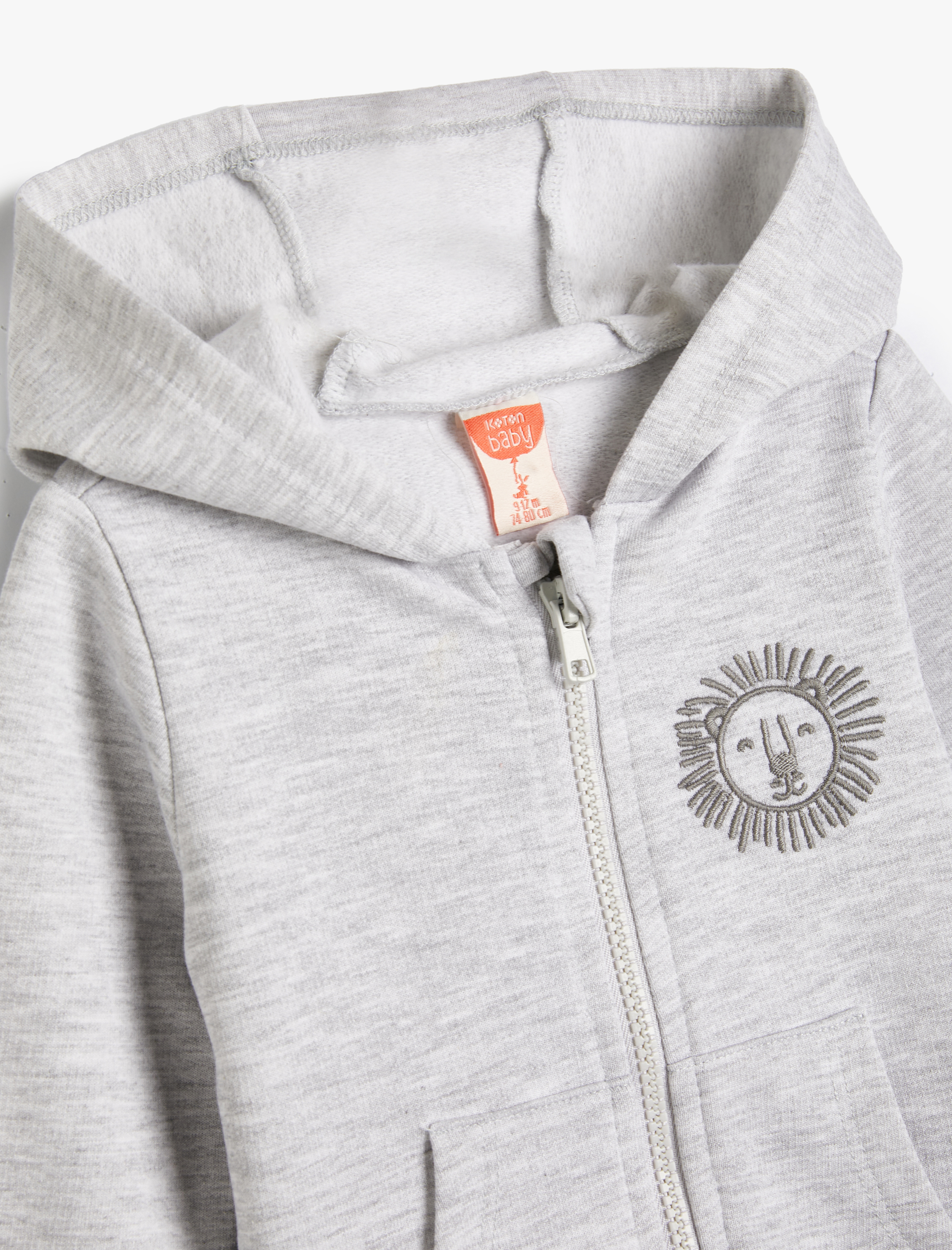  Erkek Bebek Kapşonlu Sweatshirt Fermuarlı İşleme Detaylı Uzun Kollu