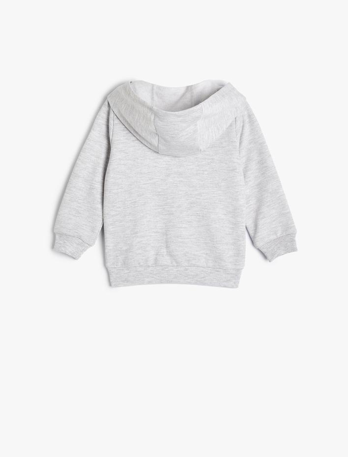 Erkek Bebek Kapşonlu Sweatshirt Fermuarlı İşleme Detaylı Uzun Kollu
