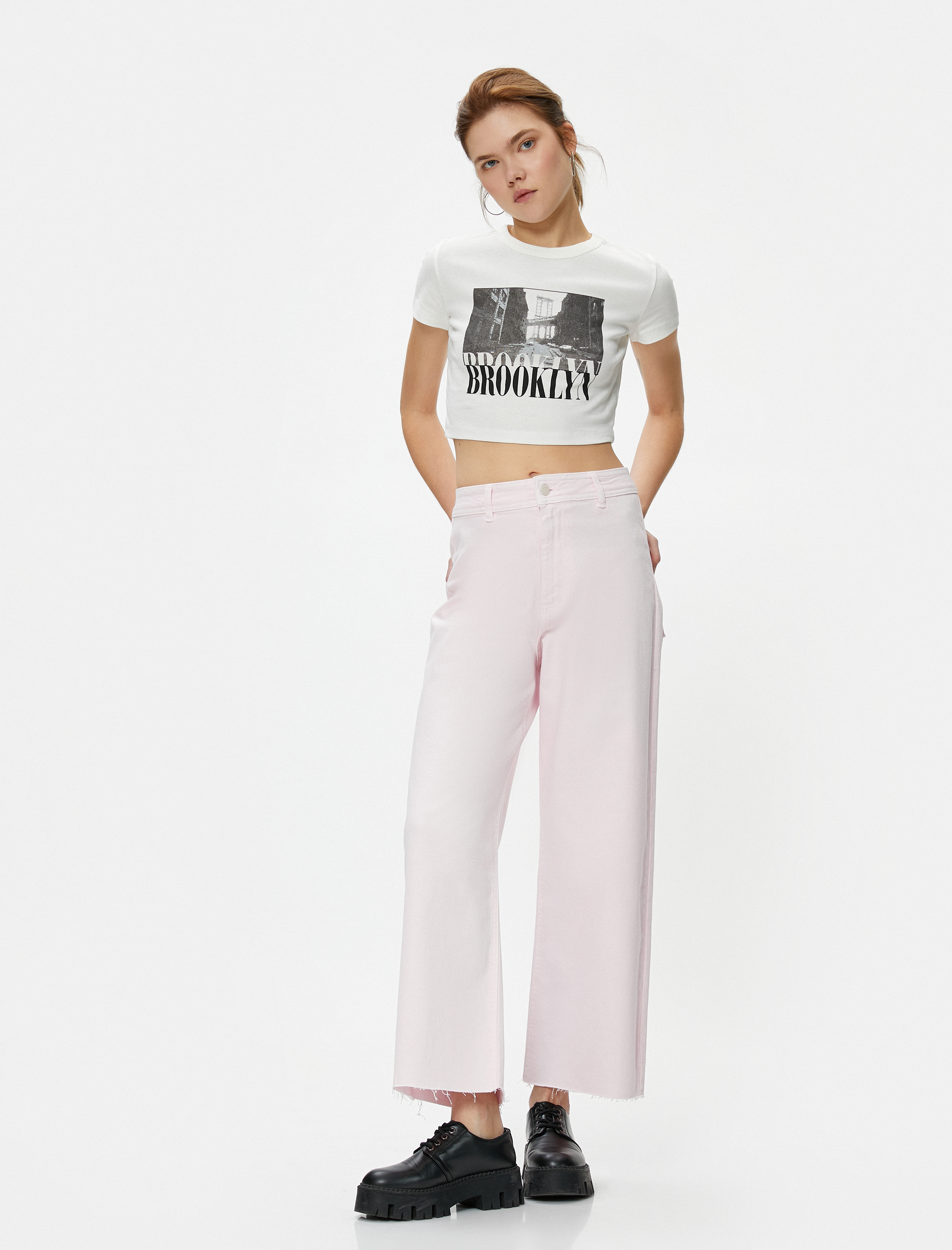   Geniş Kısa Paça Kot Pantolon Yüksek Bel - Sandra Jeans